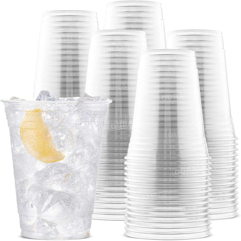 [100 Count 16 oz.] Plastic Cups - 16oz PET Plastic Cups - Crystal Clear Cups Disposable Party Cups - Disposable Travel ToGo Cups for Water, Beer, Booze, Smoothie Ice Coffee - Large Cold Drink Cups - Image 1