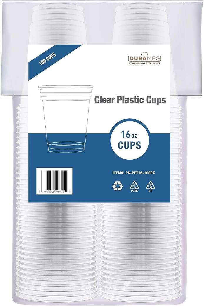 [100 Count 16 oz.] Plastic Cups - 16oz PET Plastic Cups - Crystal Clear Cups Disposable Party Cups - Disposable Travel ToGo Cups for Water, Beer, Booze, Smoothie Ice Coffee - Large Cold Drink Cups - Image 3