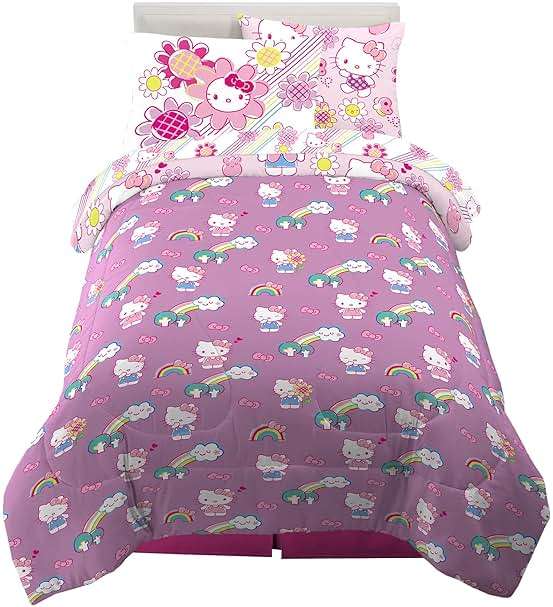 Franco Kids Bedding Super Soft Comforter and Sheet Set with Sham, 5 Piece Twin Size, Hello Kitty - Image 4