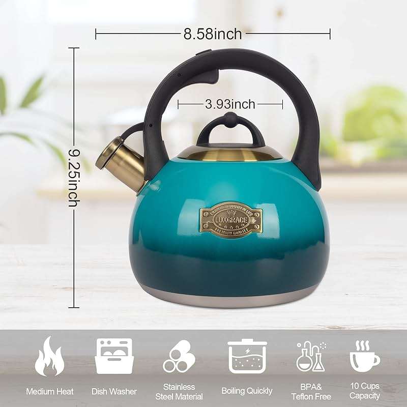 Tea Kettle Stovetop Whistling Kettle Teapot, Food Grade Stainless Steel Teakettle for Stove Top with Heat Proof Ergonomic Handle, 3.1 Quart Tea Pot - Image 3