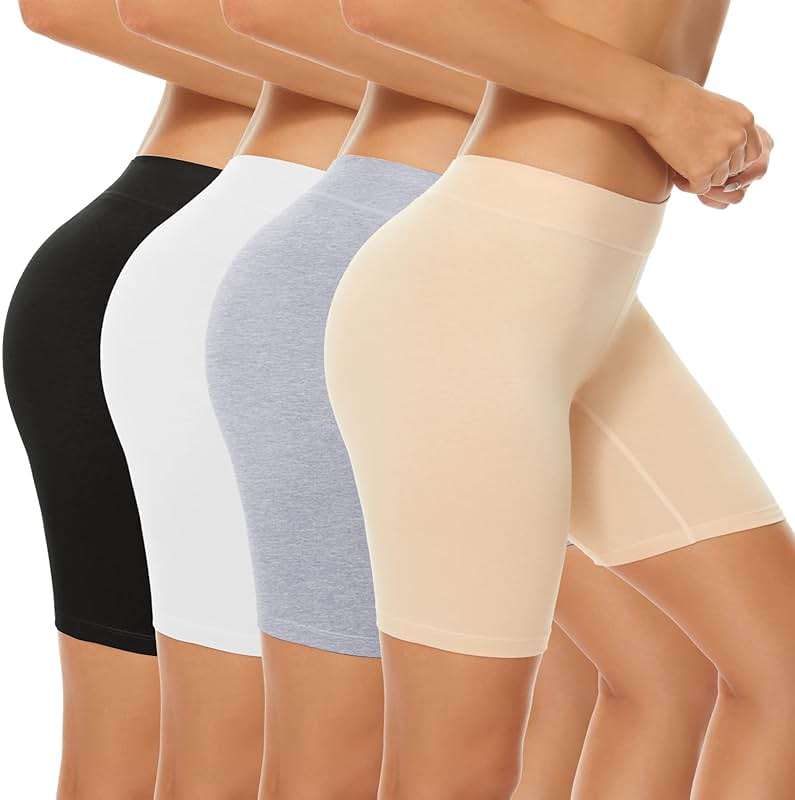 POKARLA 4 Pack Women's Cotton Underwear Boxer Shorts Anti Chafing Bike Shorts Boyshorts Panties Regular & Plus Size - Image 1