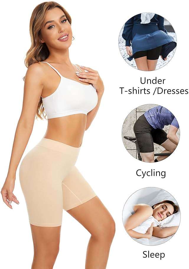 POKARLA 4 Pack Women's Cotton Underwear Boxer Shorts Anti Chafing Bike Shorts Boyshorts Panties Regular & Plus Size - Image 3