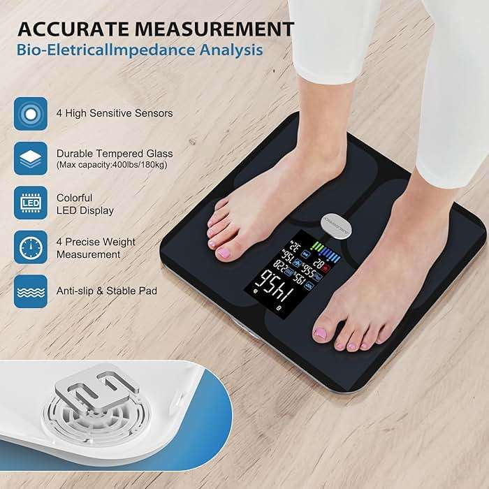 ABLEGRID Rechargeable Digital Bathroom Scale for Body Weight, Smart Scale Tracks 22 Metrics Including Body Fat, BMI, Muscle Mass, Heart Rate, Baby Mode, Large Color Display, 400 lbs - Image 8