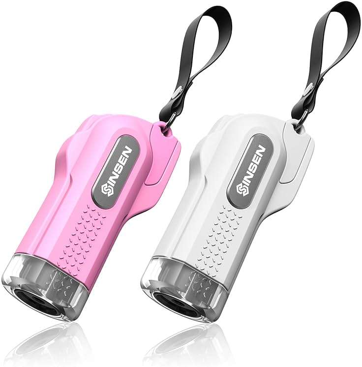 SINSEN Car Safety Hammer, 2-Pack Window Glass Breaker & Seatbelt Cutter, Emergency Keychain, Automotive Escape Kit and Survival Tool for Land/Underwater, Pink & White - Image 1