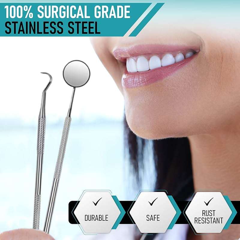Dental Kit Tools, 10 Pack Stainless Steel Plaque Remover, Dental Tools to Remove Plaque and Tartar, Oral Care Kit with Plaque Cleaner, Tartar Pick, Tooth & Tongue Scraper for Dentist, Personal, Family - Image 5