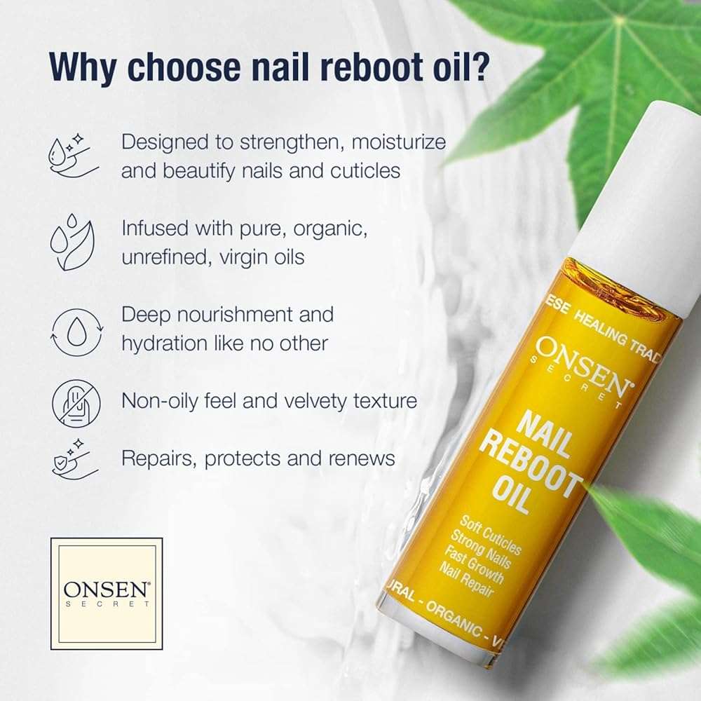 Onsen Secret Nail Reboot Duo - Treatment for Damaged Nails - Natural Nail Care & Cuticle Repair - Visible Results For Perfect Nails, Cuticle Conditioner Cream 15ml & Nail Reboot Oil 10ml - Image 2