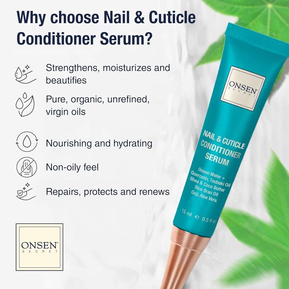Onsen Secret Nail Reboot Duo - Treatment for Damaged Nails - Natural Nail Care & Cuticle Repair - Visible Results For Perfect Nails, Cuticle Conditioner Cream 15ml & Nail Reboot Oil 10ml - Image 3