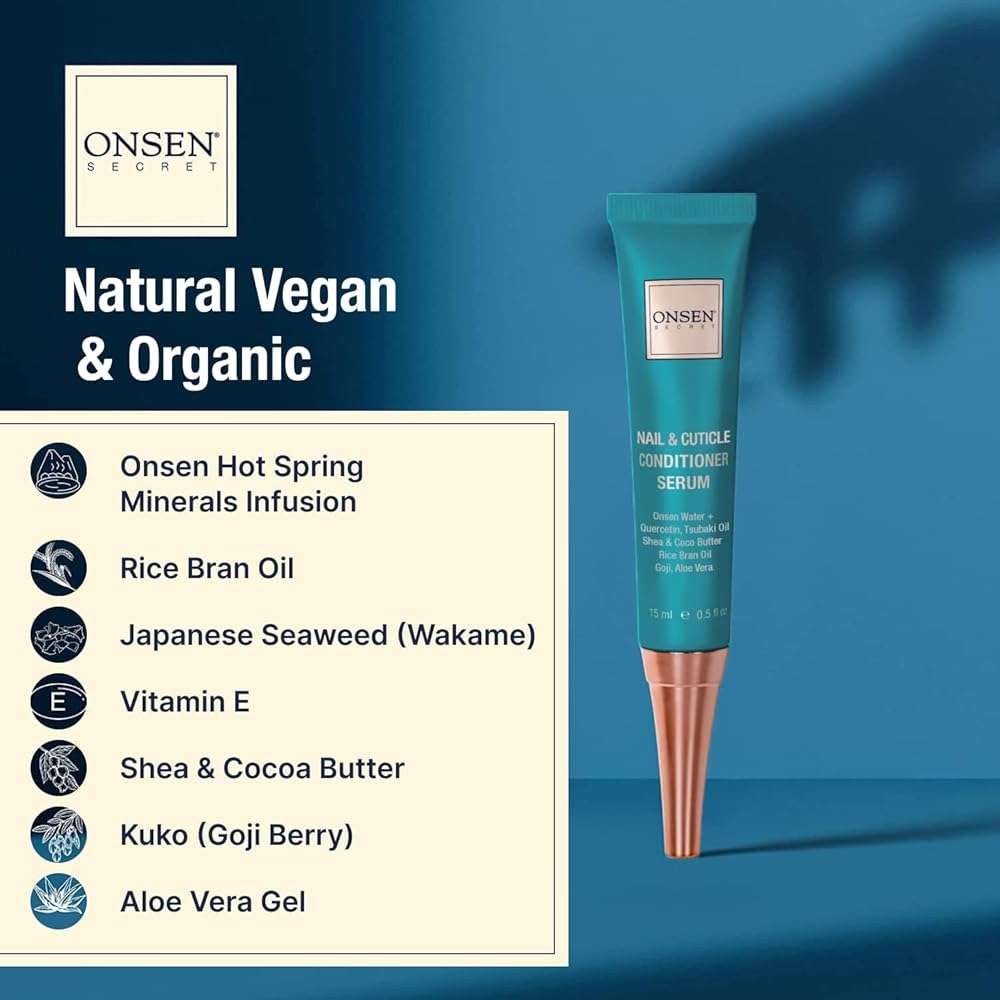 Onsen Secret Nail Reboot Duo - Treatment for Damaged Nails - Natural Nail Care & Cuticle Repair - Visible Results For Perfect Nails, Cuticle Conditioner Cream 15ml & Nail Reboot Oil 10ml - Image 5