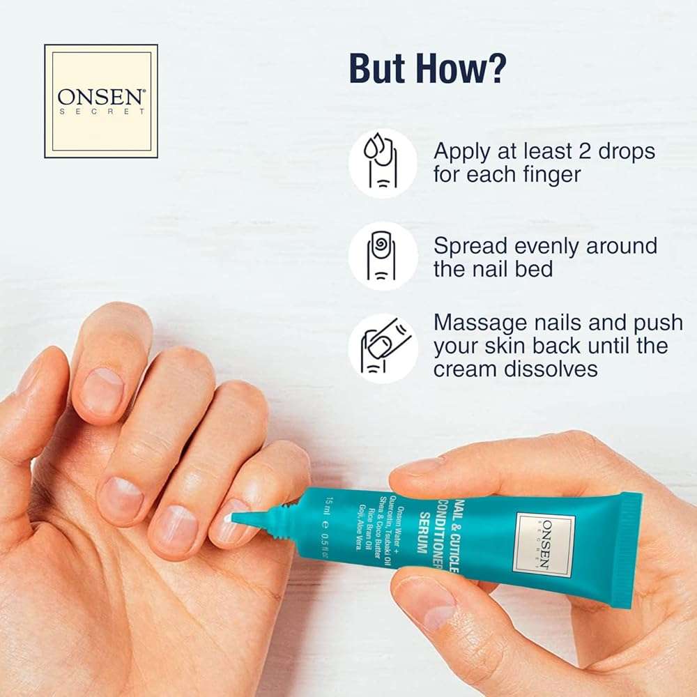 Onsen Secret Nail Reboot Duo - Treatment for Damaged Nails - Natural Nail Care & Cuticle Repair - Visible Results For Perfect Nails, Cuticle Conditioner Cream 15ml & Nail Reboot Oil 10ml - Image 7
