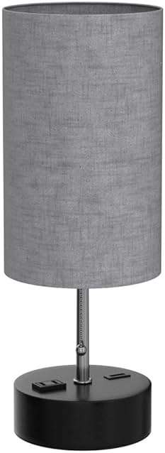 ROTTOGOON 3-Color Temperature Bedside Lamp Nightstand Lamp with USB A Port and C Port, Table Lamp for Bedroom with LED Bulb Small Lamps for Living Room (Gray) - Image 4