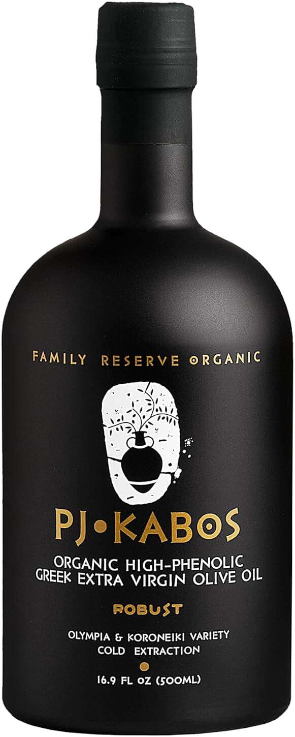 PJ KABOS Very High Phenolic (699 mg/kg), USDA Organic Greek Extra Virgin Olive Oil, Kosher, Greece, Cold Extracted, 16.9oz Bottle, Family Reserve Organic - Robust - Image 1