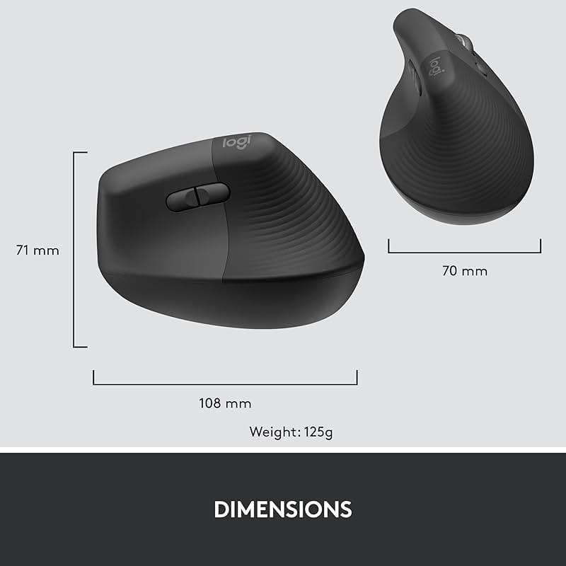 Logitech Lift for Business, Vertical Ergonomic Mouse, Wireless, Bluetooth or Secured Logi Bolt USB, Quiet clicks, Globally Certified, Windows/Mac/Chrome/Linux - Graphite - Image 8