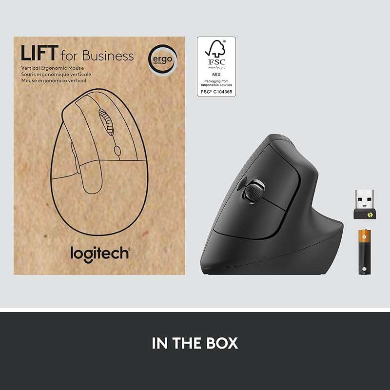 Logitech Lift for Business, Vertical Ergonomic Mouse, Wireless, Bluetooth or Secured Logi Bolt USB, Quiet clicks, Globally Certified, Windows/Mac/Chrome/Linux - Graphite - Image 9