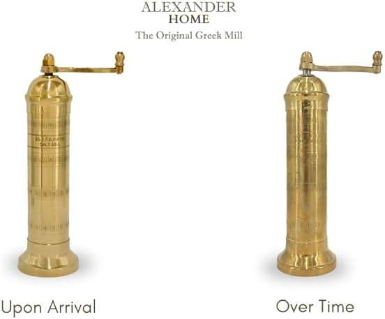 Alexander Home Original Greek Salt Mill, 9-Inch Brass – European Manual Salt Grinder Refillable - Image 6