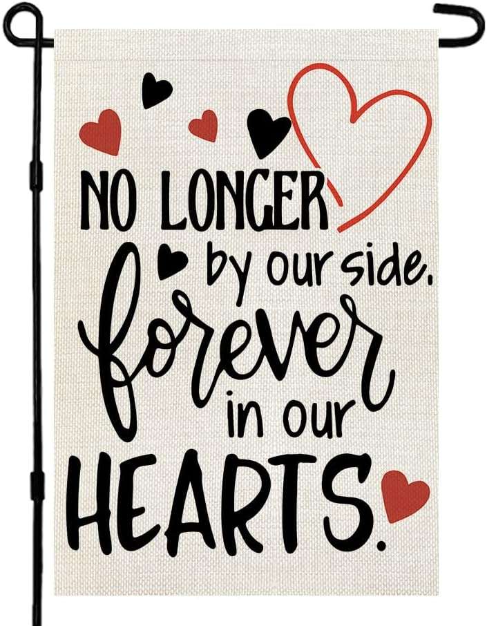 CROWNED BEAUTY Memorial Day Garden Flag Gravesite 12x18 Inch Double Sided Heart Saying Decor for Outside Yard,Forever In Our Hearts CF505 - Image 1