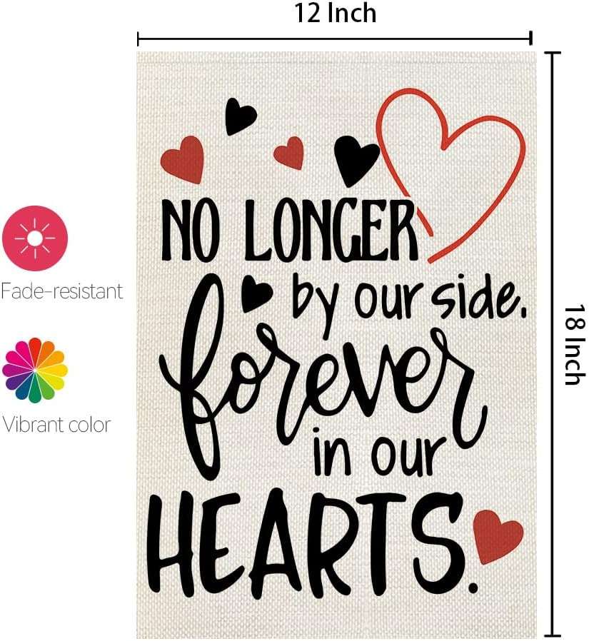 CROWNED BEAUTY Memorial Day Garden Flag Gravesite 12x18 Inch Double Sided Heart Saying Decor for Outside Yard,Forever In Our Hearts CF505 - Image 3