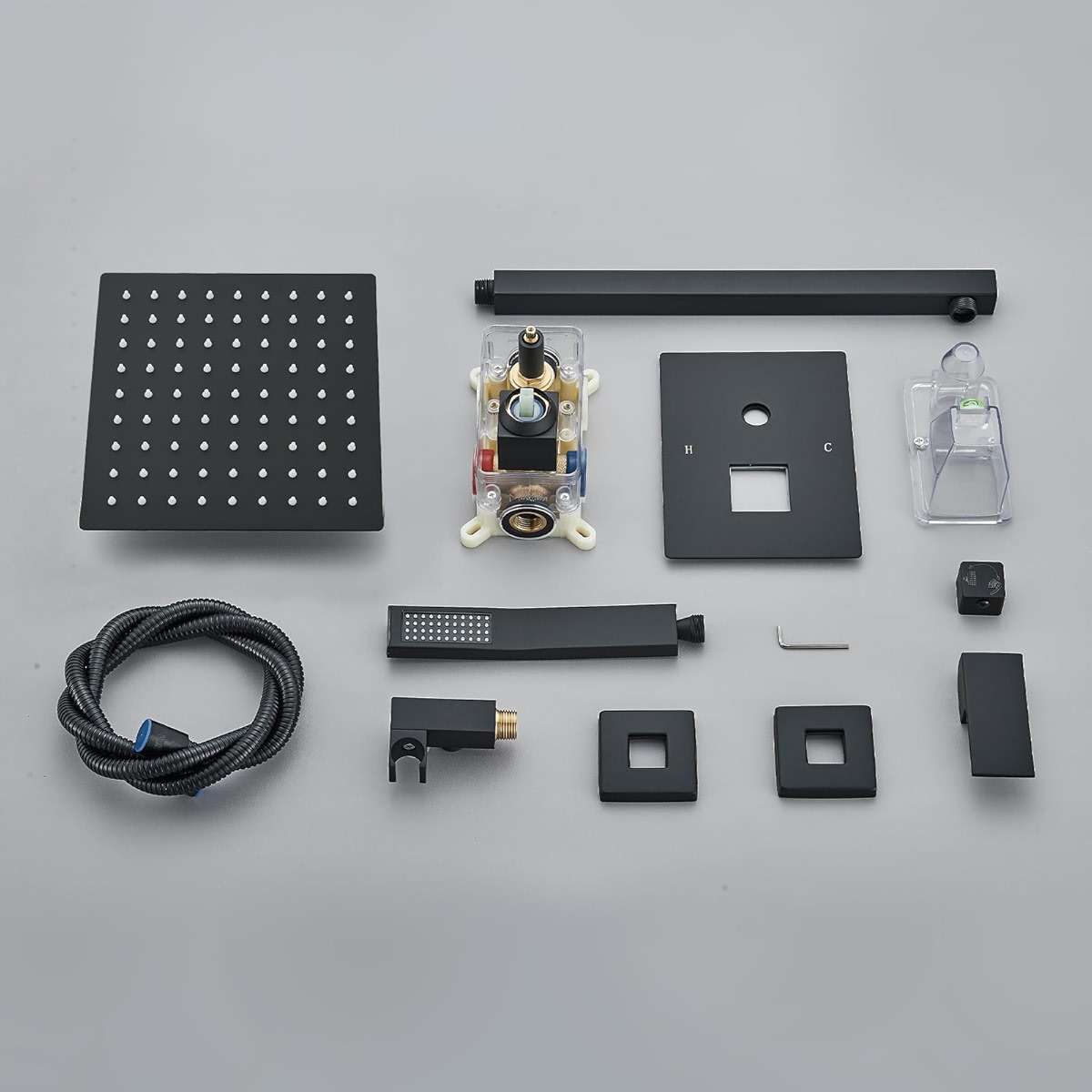 Ackwave Shower Faucet Matte Black Shower System with 8 Inches Rain Shower Head and Handheld Spray Bathroom Luxury Rain Shower Faucet Set Complete Wall Mounted - Image 8