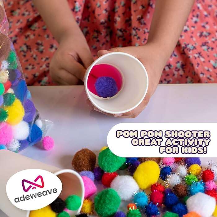 Adeweave 1000 Assorted Pom poms – Soft and Fluffy Craft Pom Pom Balls – Multicolor Craft Supplies Pompoms for Arts and Crafts in a Reusable Box, Large Puff Ball Ideal for DIY and School Activities - Image 5
