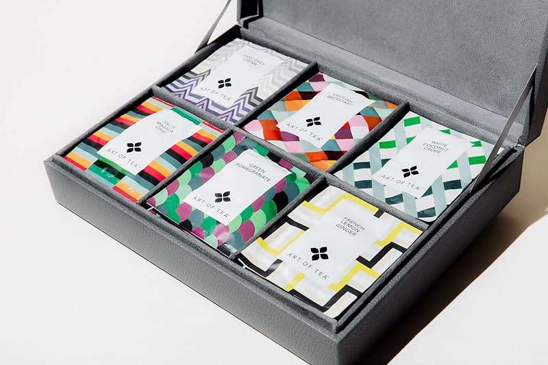 Art Of Tea | 6 Section Leatherette with Assorted Tea bags | Tea Assortment Gift Box - Image 1