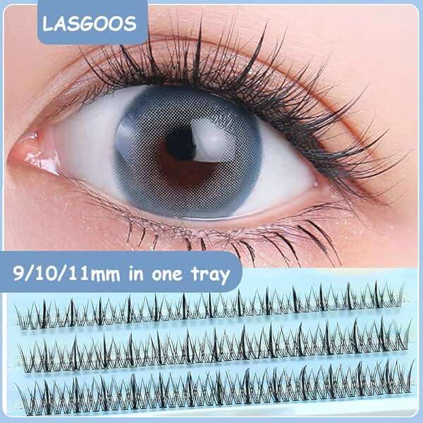 LASGOOS DIY Eyelash Extensions Angel Eyelashes Natural Home Grafted Sandwich False Fake Individual Eyelashes Cluster Lashes Flower Fairy Eye Makeup 9/10/11mm Pack Wholesale - Image 3