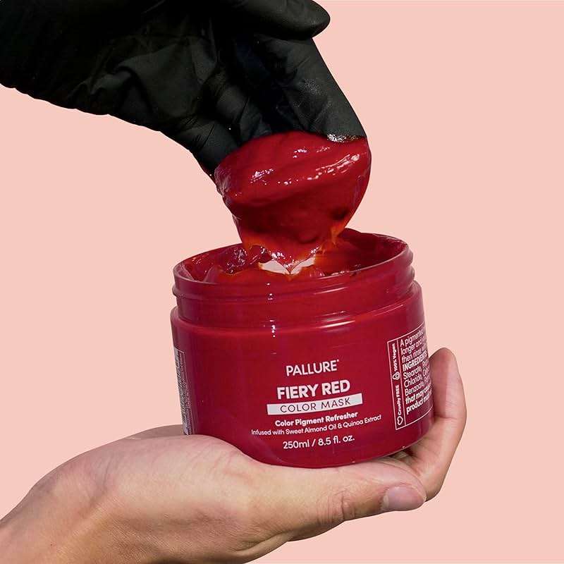 Pallure Color Pigment Refresher Mask, Semi Permanent Hair Color Depositing Conditioner, 8.5 Oz Fiery Red - Image 2