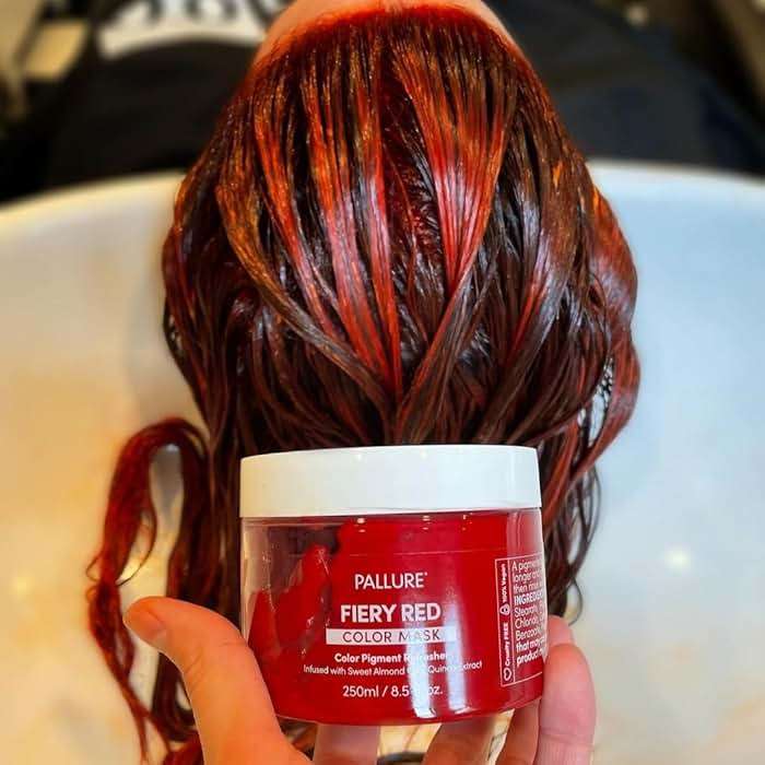Pallure Color Pigment Refresher Mask, Semi Permanent Hair Color Depositing Conditioner, 8.5 Oz Fiery Red - Image 7