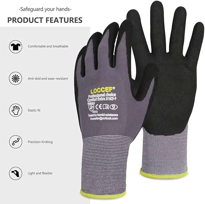 LOCCEF Work Gloves MicroFoam Nitrile Coated-6 Pairs,Seamless Knit Nylon Gloves,Gray Work gloves - Image 7