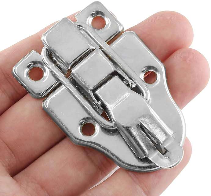 Zorfeter 8Pcs Modern Silver Style Duckbilled Hasp Clasp Latch Lock Box Toggle Latch with Padlock Hole for Jewelry Box Cabinet Toolbox Vintage Suitcases (with Screws) - Image 4
