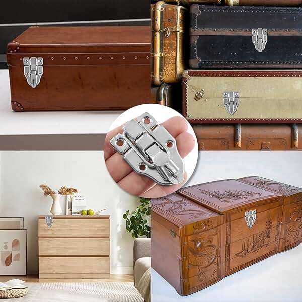 Zorfeter 8Pcs Modern Silver Style Duckbilled Hasp Clasp Latch Lock Box Toggle Latch with Padlock Hole for Jewelry Box Cabinet Toolbox Vintage Suitcases (with Screws) - Image 7