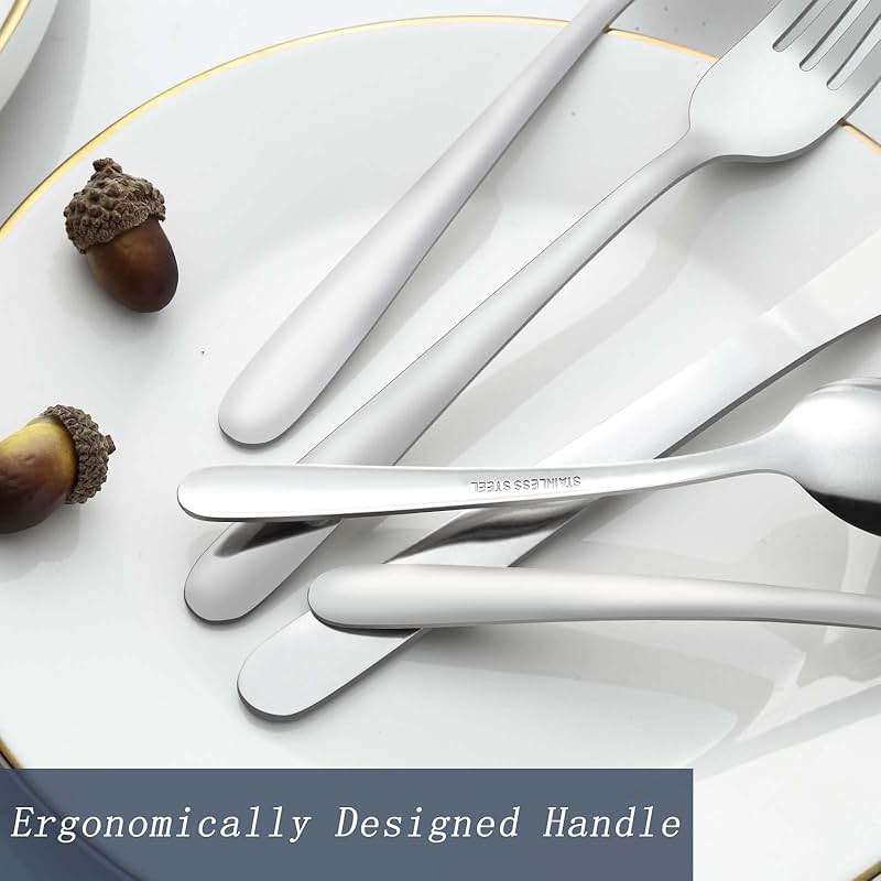 Gymdin 24 Pcs Forks and Spoons Silverware Set, Food Grade Stainless Steel Flatware Cutlery Set for Home, Kitchen and Restaurant, 12 Dinner Forks and Dinner Spoons, Mirror Polished & Dishwasher Safe - Image 4