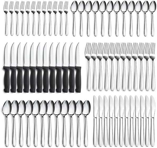 Pleafind 72-Pieces Silverware Set for 12, Flatware Set with Steak Knives, Stainless Steel Cutlery Set, Include Forks Spoons and Knives Set, Dishwasher Safe Utensil Sets for Home Restaurant - Image 1