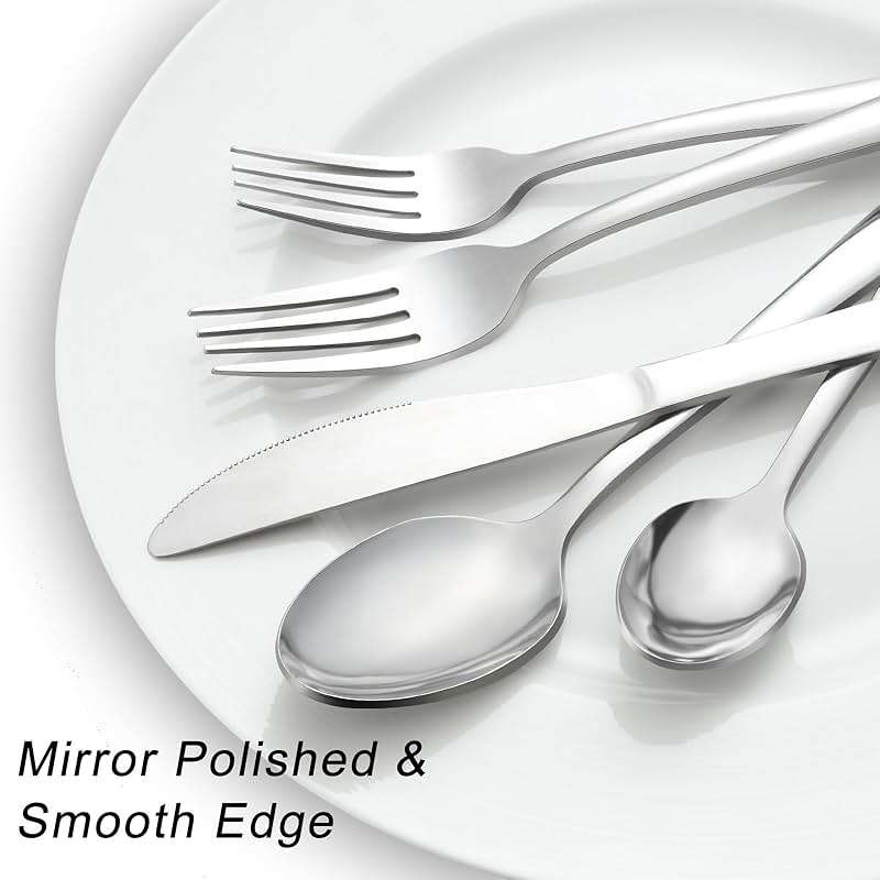 Pleafind 72-Pieces Silverware Set for 12, Flatware Set with Steak Knives, Stainless Steel Cutlery Set, Include Forks Spoons and Knives Set, Dishwasher Safe Utensil Sets for Home Restaurant - Image 4