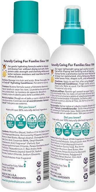 Fairy Tales Curly Q Hydrating Kids Shampoo 12oz and Styling Spray Gel 8oz - Paraben, Sulfate, Gluten, and Nut Free - For All Curl Types Including Multi Cultural Hair (2 Pack) - Image 2