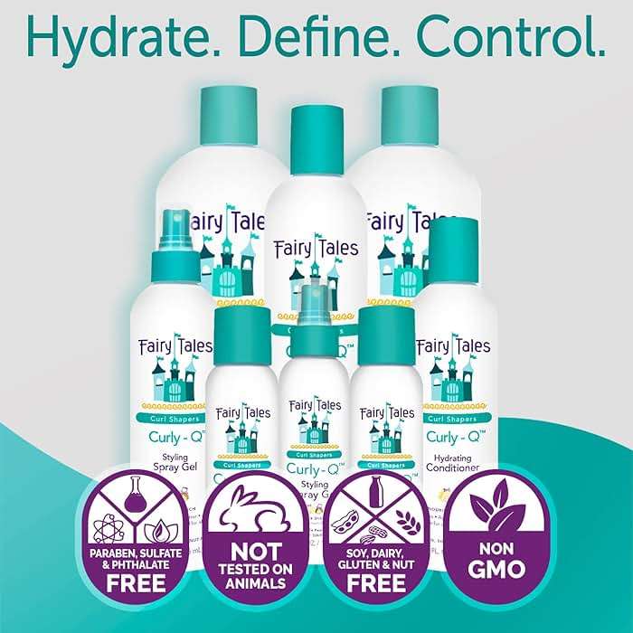 Fairy Tales Curly Q Hydrating Kids Shampoo 12oz and Styling Spray Gel 8oz - Paraben, Sulfate, Gluten, and Nut Free - For All Curl Types Including Multi Cultural Hair (2 Pack) - Image 7