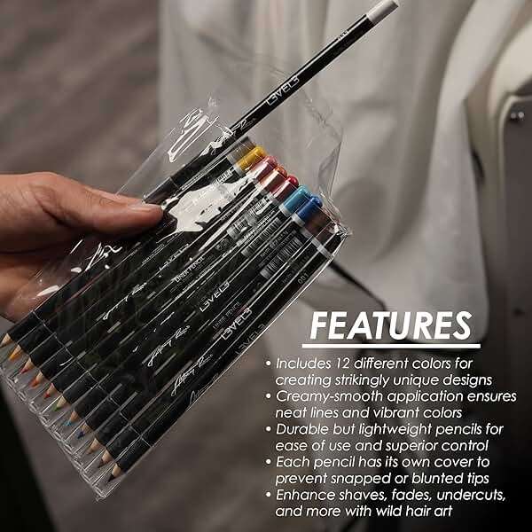 Level 3 Colored Line Pencils - Barber Pencil for Hairline, Beard and Hair Tattoo Designs - Haircut Contour and Edge Up Pencil for Men and Barbers - Image 2