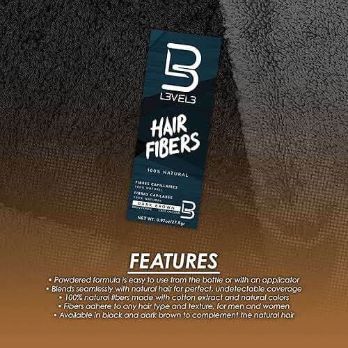 L3 Hair Fibers - Cover Bald Spot or Thinning Hair - Natural Looking Finish - Instant Grey Coverage and Thicker Hair (Brown) - Image 3
