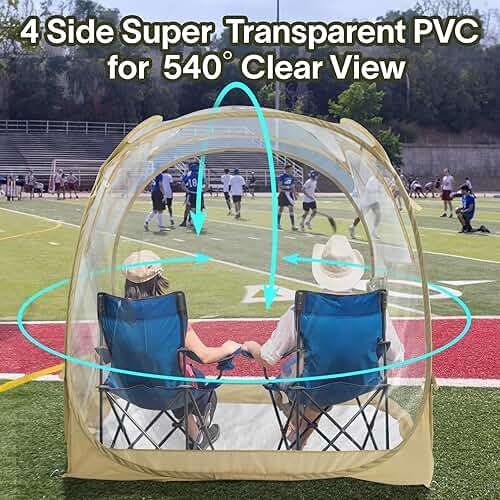 EighteenTek® Pop Up Weather Pod, Sport Pod with Attached Floor, 360° Clear View, UPF 50+ UV Protection, Waterproof All-Weather Instant Shelter for 1-4 Person, Sports Camping Fishing Tailgating - Image 5