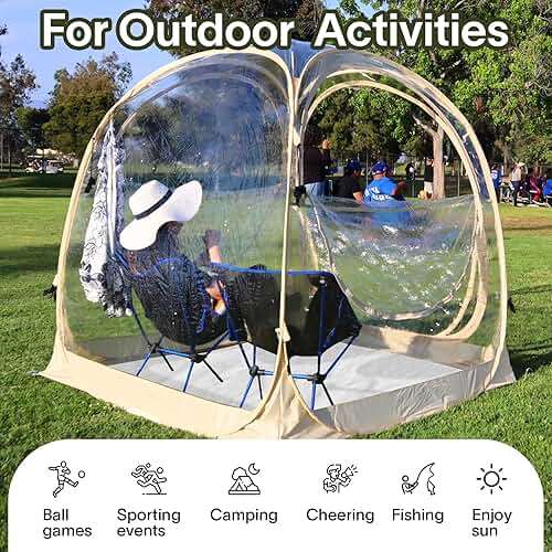 EighteenTek® Pop Up Weather Pod, Sport Pod with Attached Floor, 360° Clear View, UPF 50+ UV Protection, Waterproof All-Weather Instant Shelter for 1-4 Person, Sports Camping Fishing Tailgating - Image 6