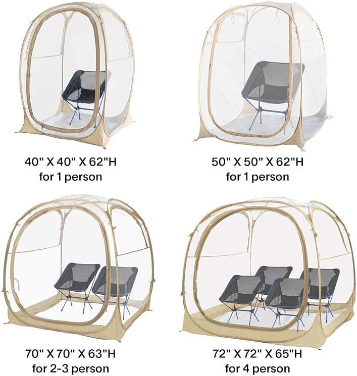 EighteenTek® Pop Up Weather Pod, Sport Pod with Attached Floor, 360° Clear View, UPF 50+ UV Protection, Waterproof All-Weather Instant Shelter for 1-4 Person, Sports Camping Fishing Tailgating - Image 7