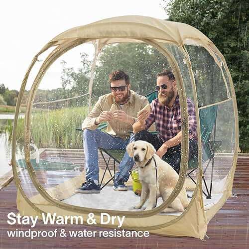 EighteenTek® Pop Up Weather Pod, Sport Pod with Attached Floor, 360° Clear View, UPF 50+ UV Protection, Waterproof All-Weather Instant Shelter for 1-4 Person, Sports Camping Fishing Tailgating - Image 9
