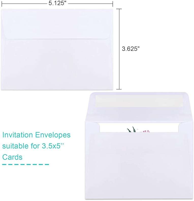 90 Packs A1 Envelopes, 3.625x5.125" Envelopes White, Small Envelope RSVP Envelope, Self Seal for Weddings, Photos, Postcards, Greeting Cards, Mailing - Image 3