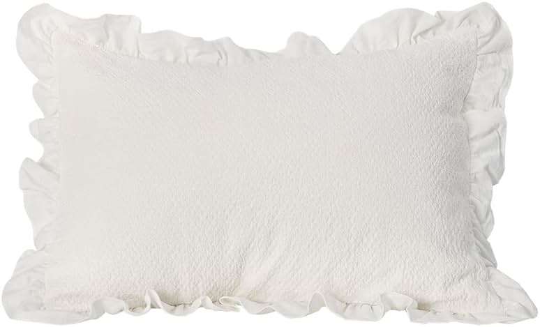 Pillow Shams Set of 2 Pure Cotton Champray Ruffled Edge,Thick and Solid Washed Dobby Heavy Fabric Standard 20x26 Inches - Image 5