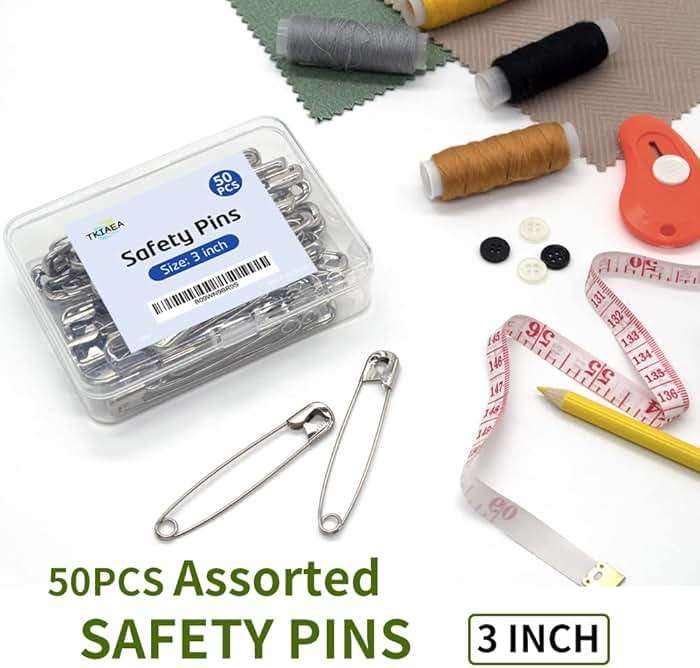 Tkiaea 3 Inches Large Safety Pins, Pack of 50, Big Heavy Duty Safety Pins for Brooch Making, Blankets, Crafts, Cloth Curtain (SP) - Image 5