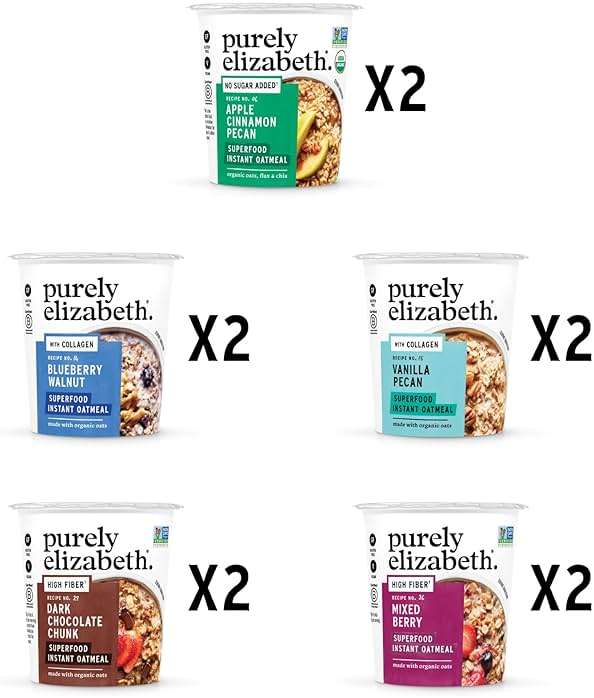 Purely Elizabeth Best Sellers Variety Pack Superfood Oatmeal Cups, Great for Overnight Oats, Gluten-Free, 2 Ounce (Pack of 12) - Image 3