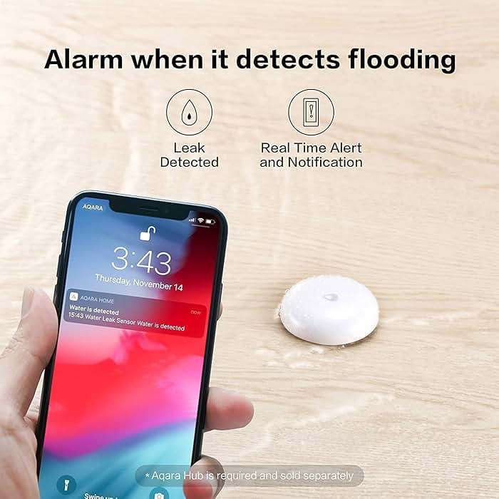 Aqara Water Leak Sensor 3 Pack, Zigbee Wireless Water Leak Detector for Alarm System and Smart Home Automation, Requires AQARA HUB, App Notifications, for Kitchen, Bathroom, Basement, Works with IFTTT - Image 6
