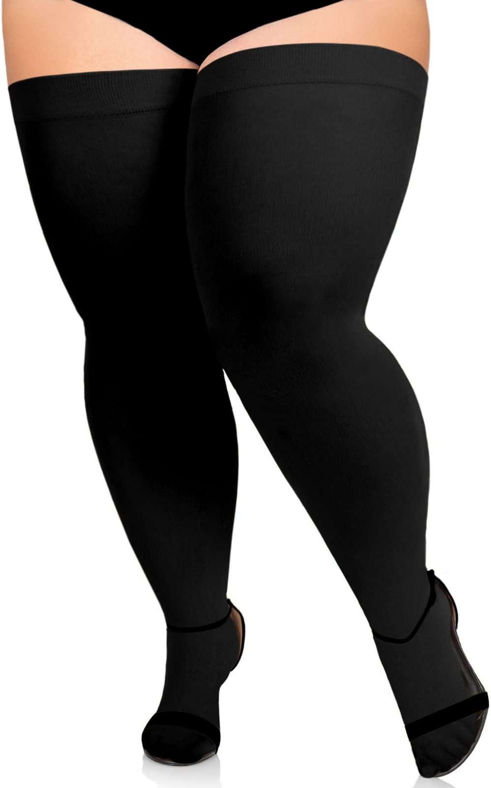 Moon Wood Plus Size Thigh High Stockings for Thick Thighs- Extra Long Womens Opaque Over Knee High Stockings for Wide Thigh - Image 1