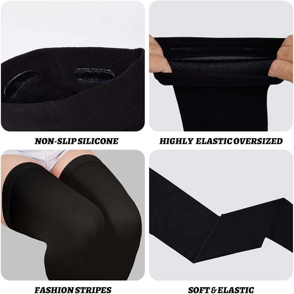 Moon Wood Plus Size Thigh High Stockings for Thick Thighs- Extra Long Womens Opaque Over Knee High Stockings for Wide Thigh - Image 3