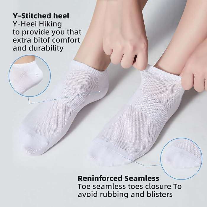 inhees Women's Ankle Cotton Socks - 8/12 Pairs Low Cut Athletic Running Thin No Show White socks - Image 3