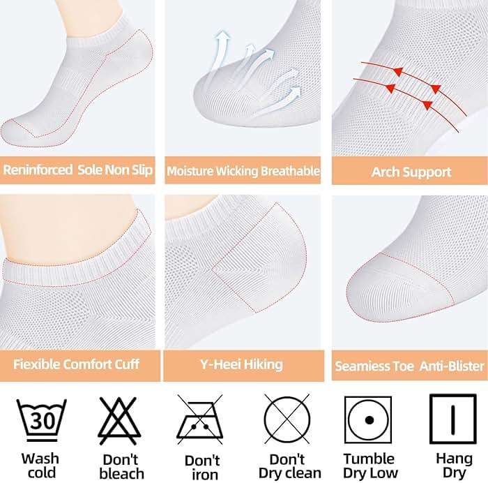 inhees Women's Ankle Cotton Socks - 8/12 Pairs Low Cut Athletic Running Thin No Show White socks - Image 5