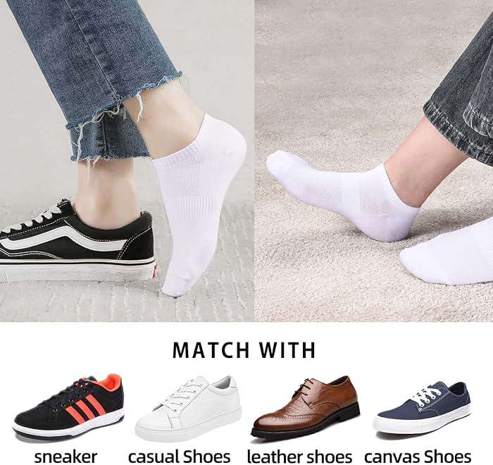 inhees Women's Ankle Cotton Socks - 8/12 Pairs Low Cut Athletic Running Thin No Show White socks - Image 6